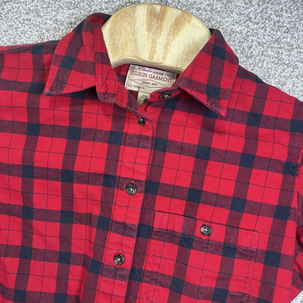Filson Shirt Womens Medium Red Plaid Flannel Button Up Long Sleeve Top